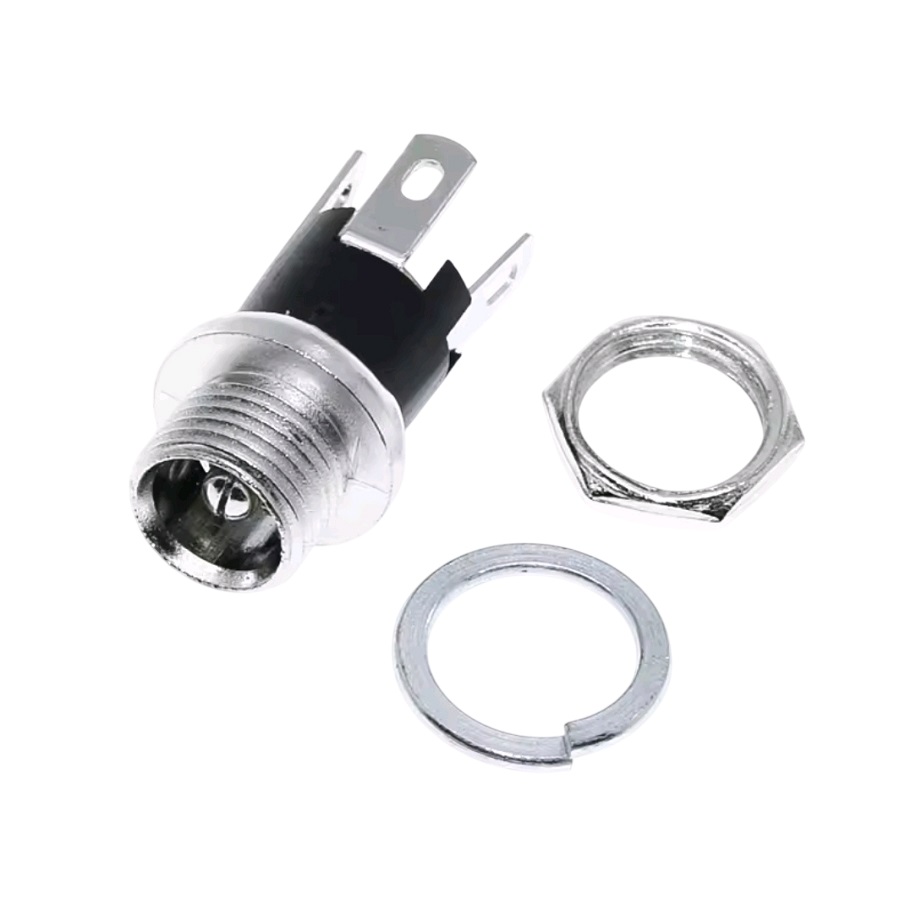 dc power supply jack socket female panel (1) جک آداپتور روپنلی فلزی 2.1*5.5 - Image 1