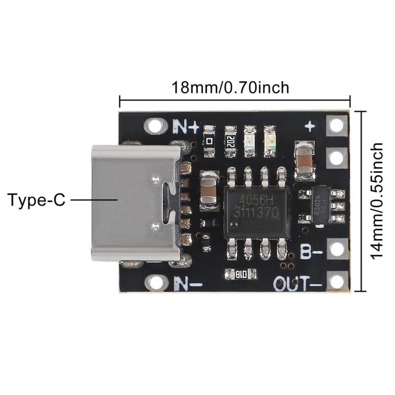 ماژول شارژر باتری لیتیومی 1 آمپر مینی TP4056H با ورودی USB TYPE-C - Image 3